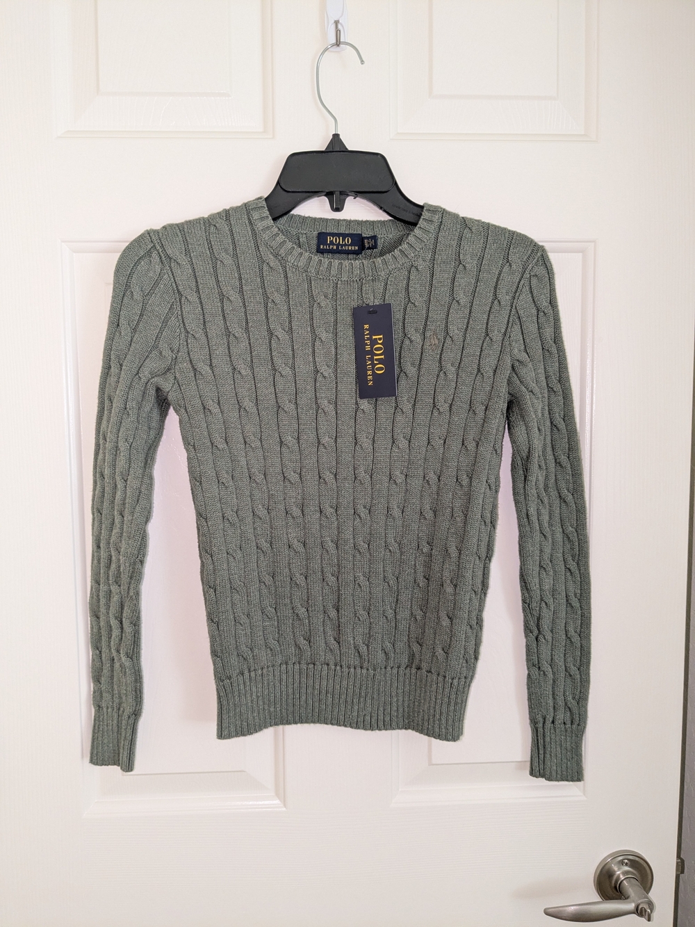 NEW! Polo by Ralph Lauren Women's Cable Crewneck Sweater — Sage Green